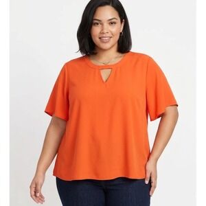 New Cato Top size 26W/28W Red Keyhole Short Sleeve Blouse Office Career